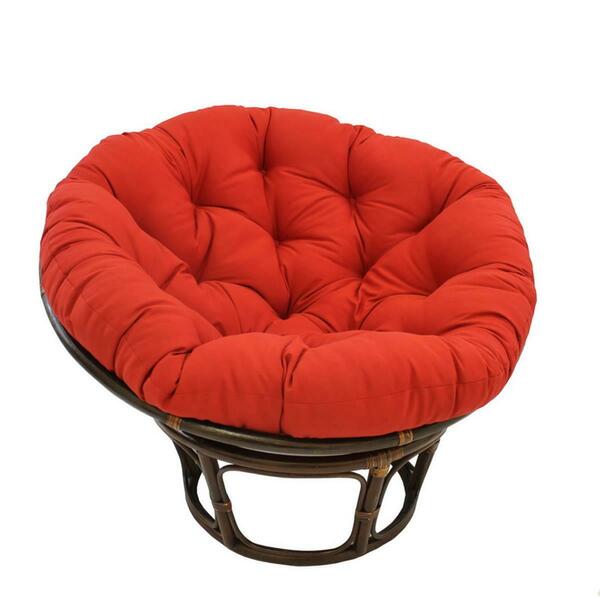 International Caravan 42 in. Rattan Papasan Chair with Solid Twill Cushion, Ruby Red 3312-TW-RR